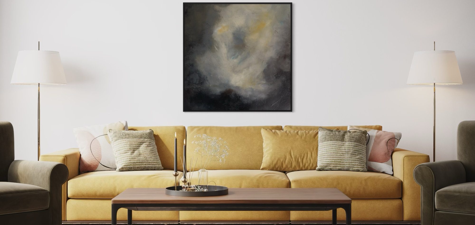 Picture of a lounge with an original artwork on the wall